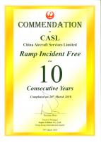 JAL Ramp Incident Free Commendation
